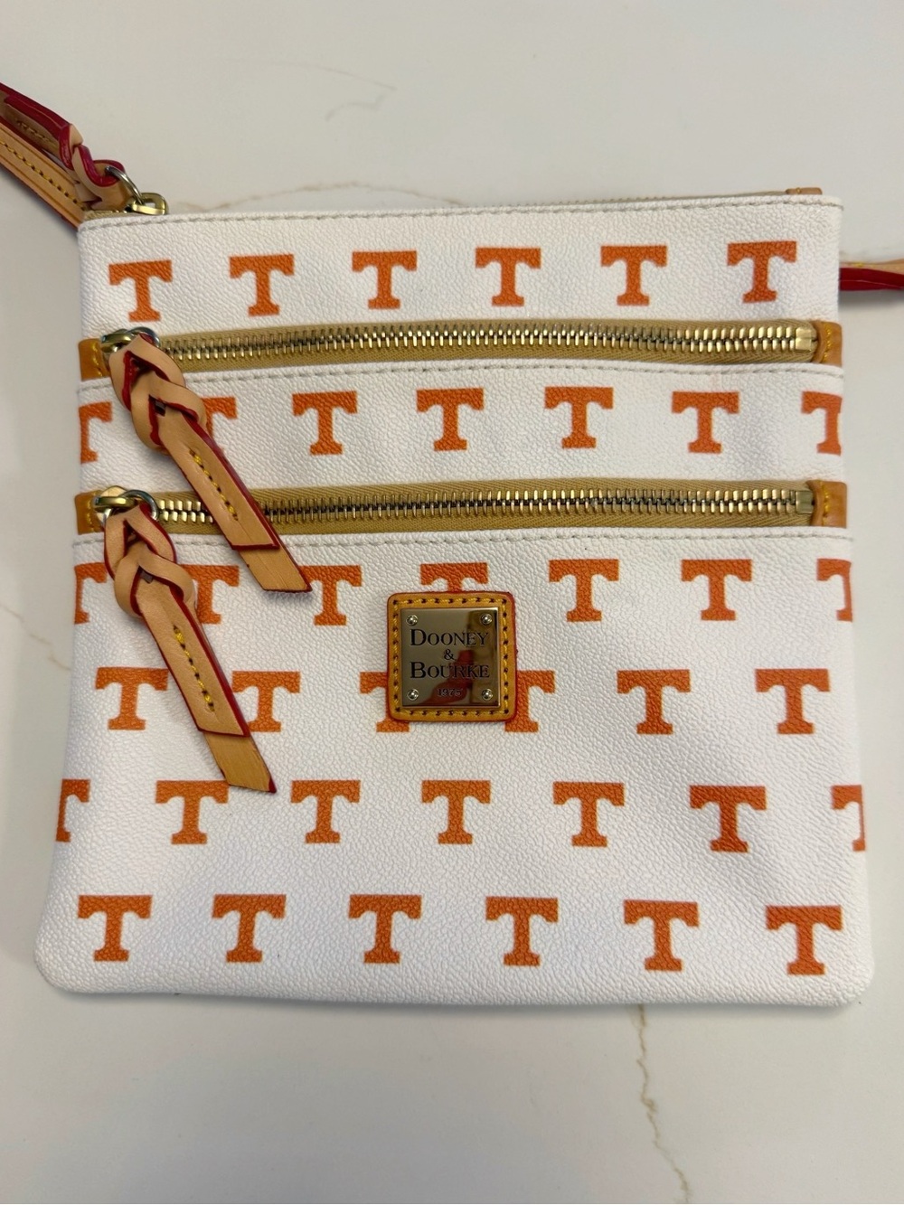 Dooney & Bourke Tennessee Volunteers UT Vols Triple-Zip Crossbody White & Orange
